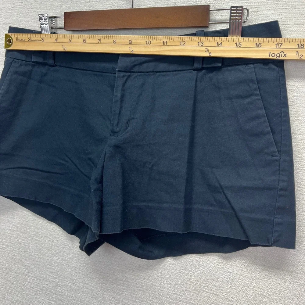 Banana Republic Chino Shorts Womens 10 Navy Blue Cotton Stretch Mid Rise Coastal